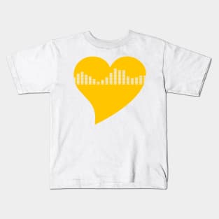 Orange Graphic Equalizer Heart Kids T-Shirt